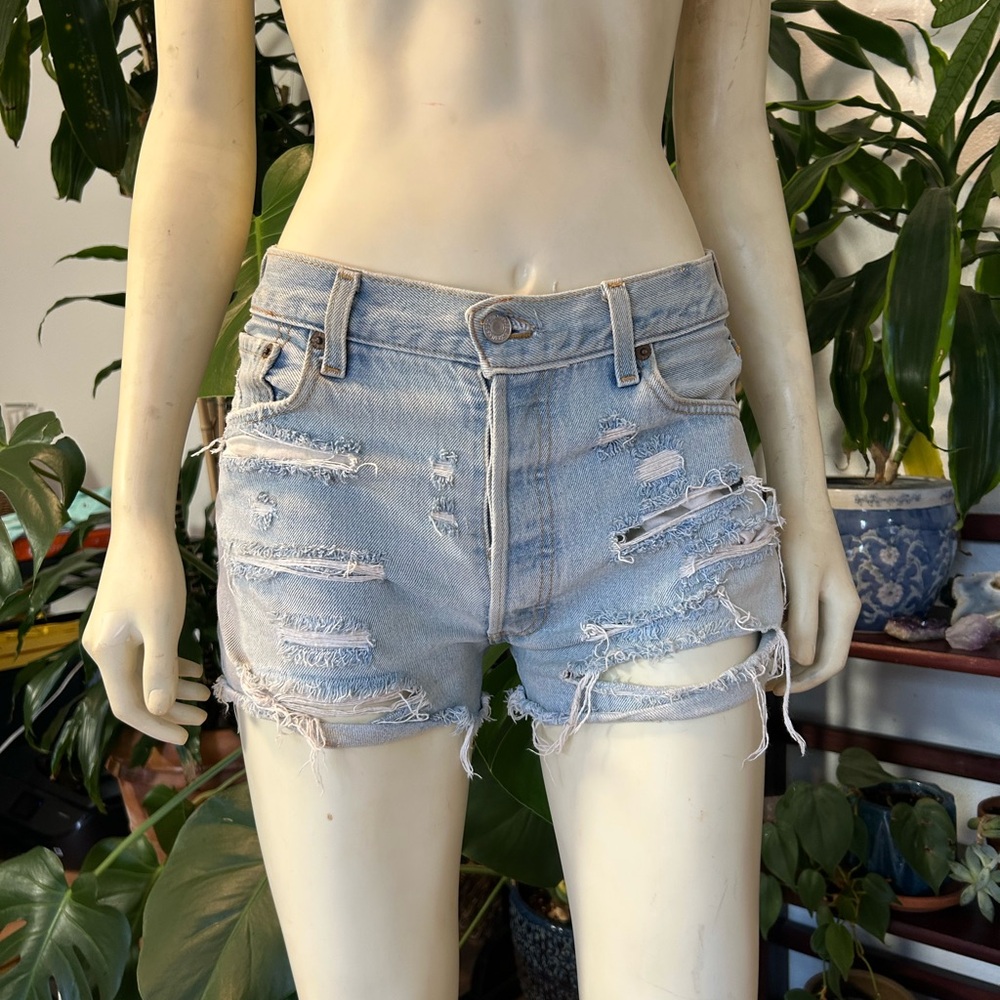 Levi's Light Blue Distressed Jean Shorts